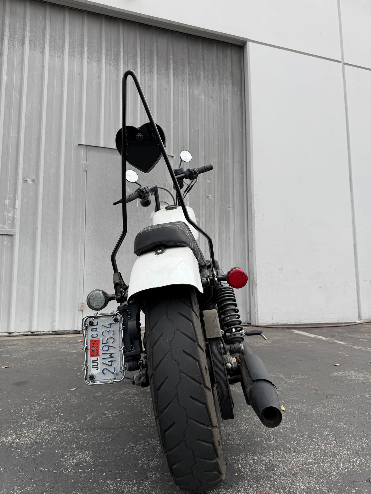 Heart Sissy Bar for Harley-Davidson Sportster | Handmade + Double Diamond Pad