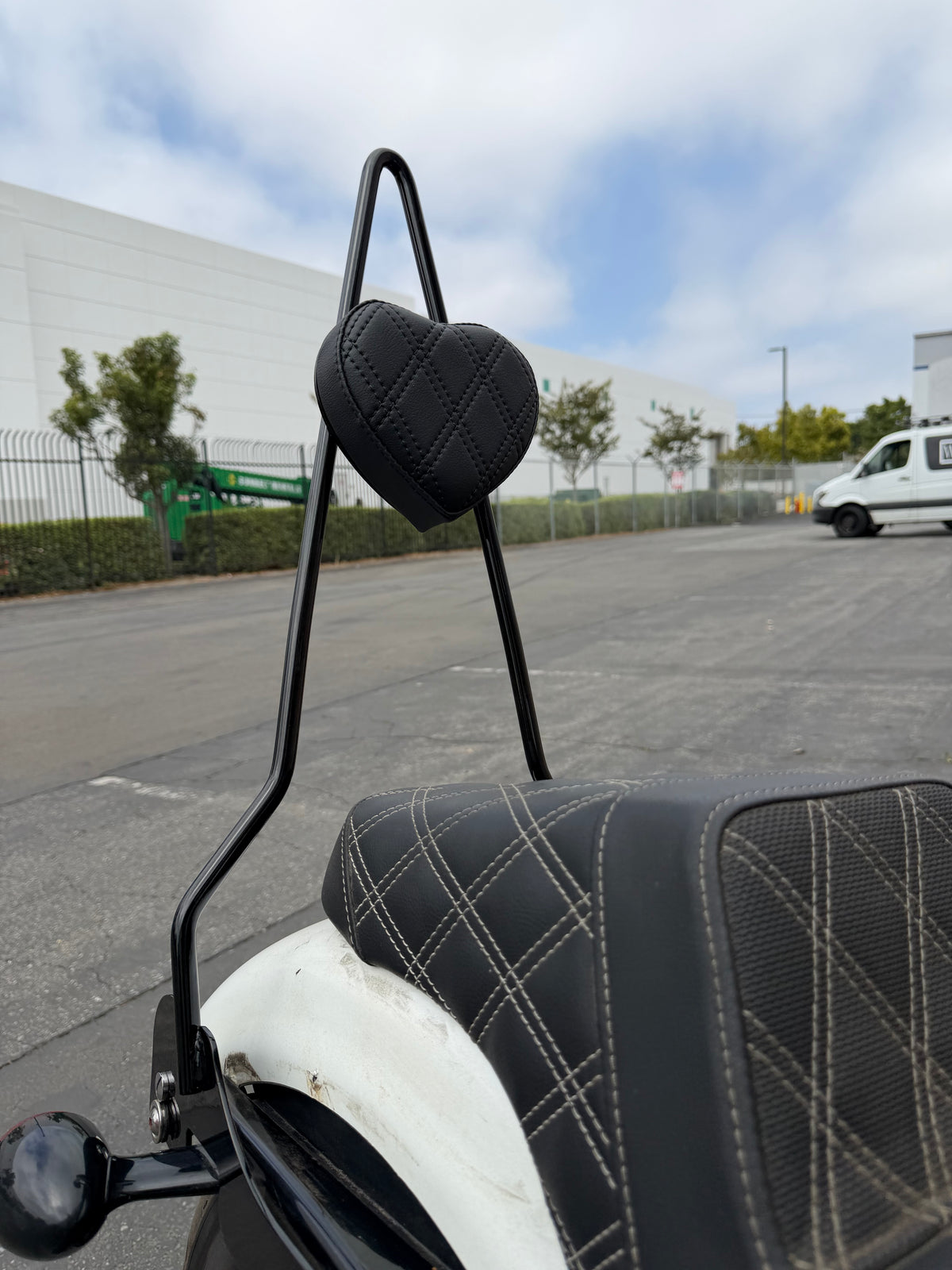 Heart Sissy Bar for Harley-Davidson Sportster | Handmade + Double Diamond Pad
